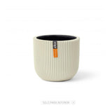 Matera Conic Round Groove Beige 14x13cm Cónica De Escritorio - Materas y Macetas | Bylmo