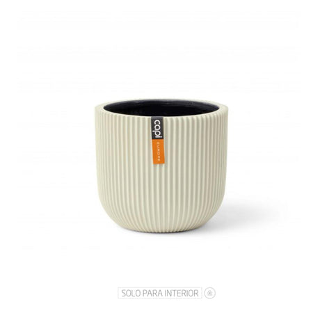 Matera Conic Round Groove Beige 14x13cm Cónica De Escritorio - Materas y Macetas | Bylmo