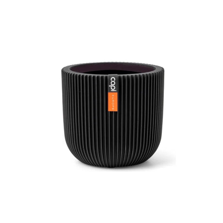 Matera Conic Round Groove Negro 17x15cm Cónica De Escritorio - Materas y Macetas | Bylmo