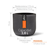 Matera Conic Round Groove Negro 17x15cm Cónica De Escritorio - Materas y Macetas | Bylmo