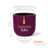 Matera Conic Round Groove Morado 17x15cm Cónica De Escritorio - Materas y Macetas | Bylmo