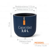 Matera Conic Round Groove Azul Oscuro 17x15cm Cónica De Escritorio - Materas y Macetas | Bylmo