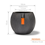 Matera Ball Groove Negro 18x15cm Cónica De Escritorio - Materas y Macetas | Bylmo