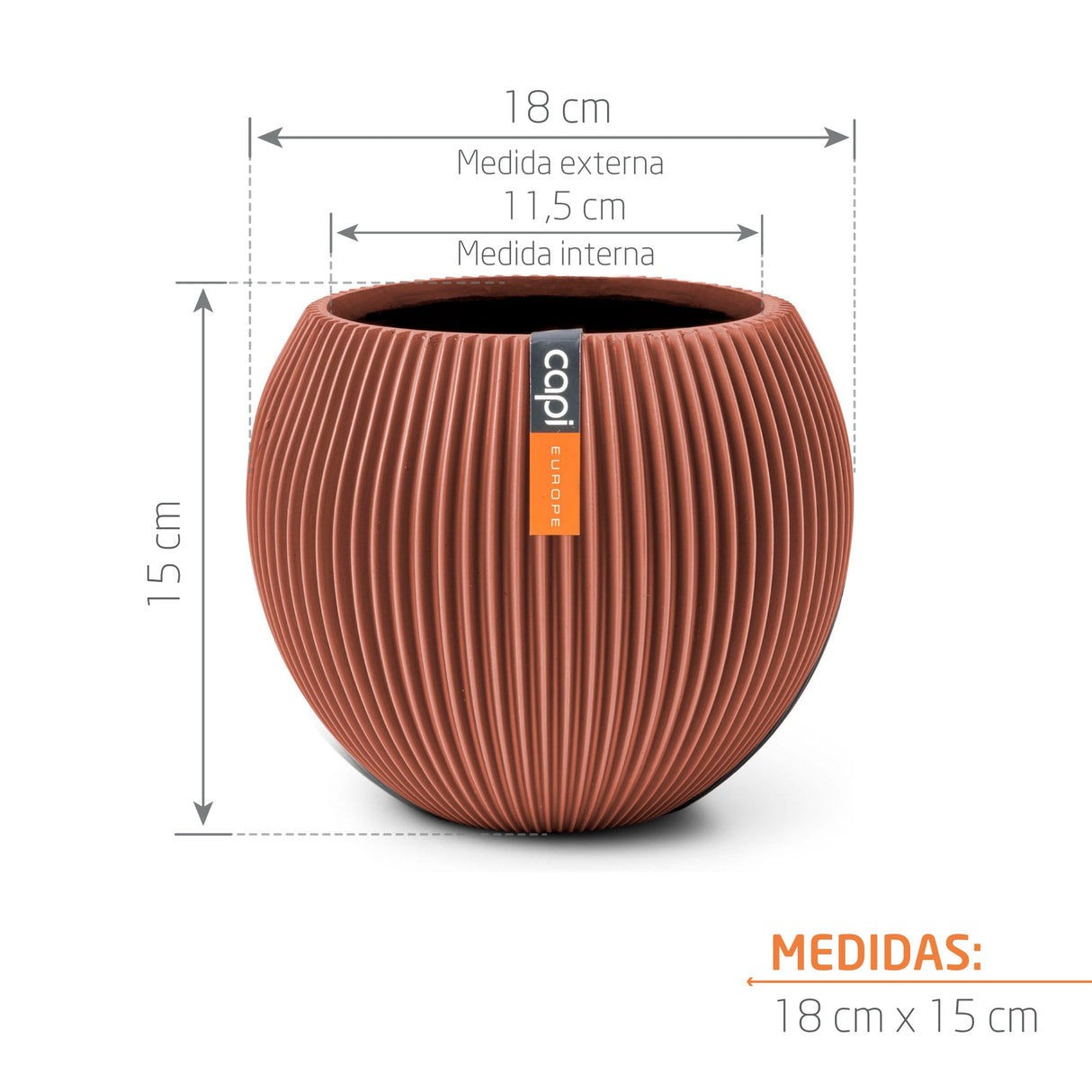 Matera Ball Groove Rojo 18x15cm Cónica De Escritorio - Materas y Macetas | Bylmo