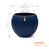 Matera Ball Groove Azul Oscuro 18x15cm Cónica De Escritorio - Materas y Macetas | Bylmo