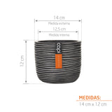 Matera Conic Round Rib Negro 14x12cm Cónica De Escritorio - Materas y Macetas | Bylmo