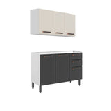 Cocina Integral Gris y Beige 120x89cm Sin Mesón Sin Pozuelo Centro - Cocinas | Bylmo