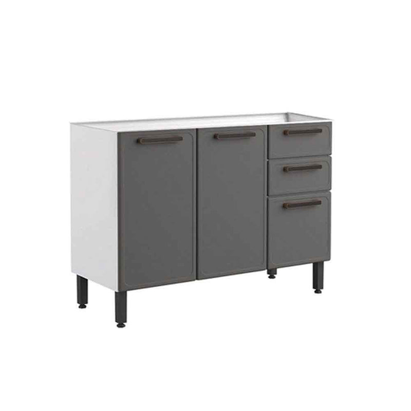 Cocina Integral Gris Y Beige 120x89cm Sin Mesón Sin Pozuelo Centro