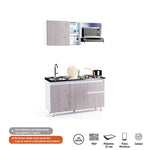 Cocina Integral Ceniza Y Blanco 150x87.5cm Sin Mesón Sin Pozuelo Ambos Izquierda O Derecha