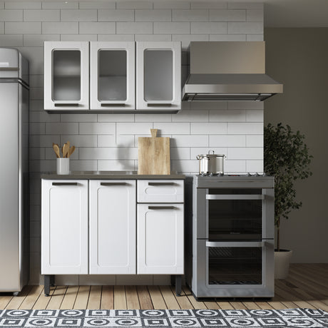 Cocina Integral Blanco 105x89.2cm Con Mesón Con Pozuelo Izquierda - Cocinas | Bylmo