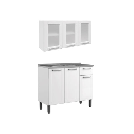 Cocina Integral Blanco 105x89.2cm Con Mesón Con Pozuelo Izquierda - Cocinas | Bylmo