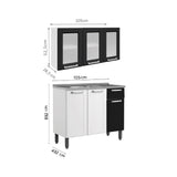 Cocina Integral Blanco y Negro 105x89.2cm Con Mesón Con Pozuelo Izquierda - Cocinas | Bylmo
