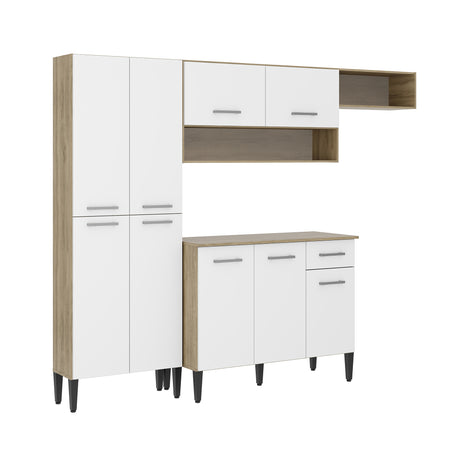 Cocina Integral Roble y Blanco 105x89cm Con Mesón Sin Pozuelo Sin Perforacion - Cocinas | Bylmo