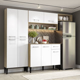 Cocina Integral Roble y Blanco 105x89cm Con Mesón Sin Pozuelo Sin Perforacion - Cocinas | Bylmo