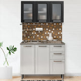 Cocina Integral Blanco y Negro 105x85.3cm Con Mesón Con Pozuelo Izquierda - Cocinas | Bylmo