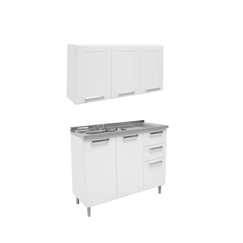 Cocina Integral Blanco 105x85.3cm Con Mesón Con Pozuelo Izquierda