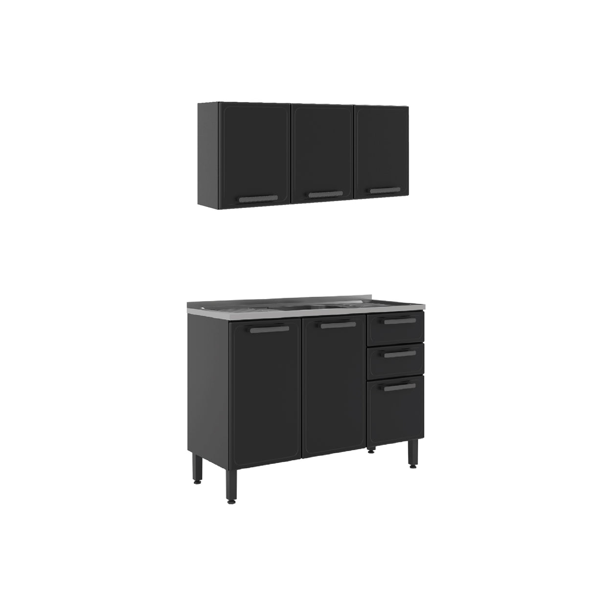 Cocina Integral Gris 120x89cm Con Mesón Con Pozuelo Centro - Cocinas | Bylmo