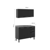 Cocina Integral Gris 120x89cm Con Mesón Con Pozuelo Centro - Cocinas | Bylmo