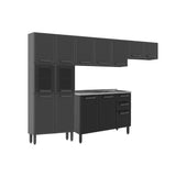 Cocina Integral Gris 120x89cm Con Mesón Con Pozuelo Centro y Vidrio Ahumado - Cocinas | Bylmo