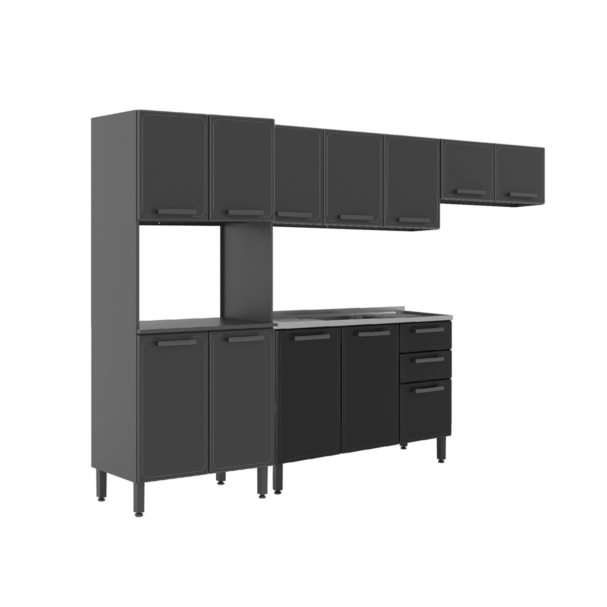 Cocina Integral Gris 120x89cm Con Mesón Con Pozuelo Centro y Espacio para Microondas - Cocinas | Bylmo