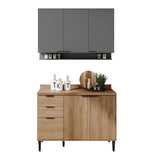 Cocina Integral Freijo y Gris 120x87.5cm Con Mesón Sin Pozuelo - Cocinas | Bylmo