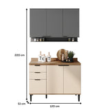Cocina Integral Beige y Gris 120x87.5cm Con Mesón Sin Pozuelo - Cocinas | Bylmo