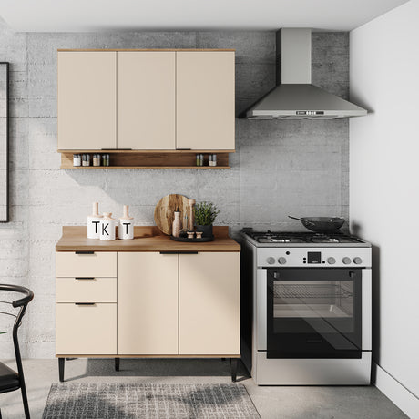 Cocina Integral Beige 120x87.5cm Con Mesón Sin Pozuelo - Cocinas | Bylmo