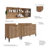 Cocina Integral Freijo 200x79.5cm Con Mesón Sin Pozuelo y con Seis Puertas - Cocinas | Bylmo