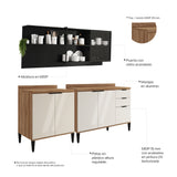 Cocina Integral Beige y Grafito 200x79.5cm Con Mesón y con Seis Puertas - Cocinas | Bylmo