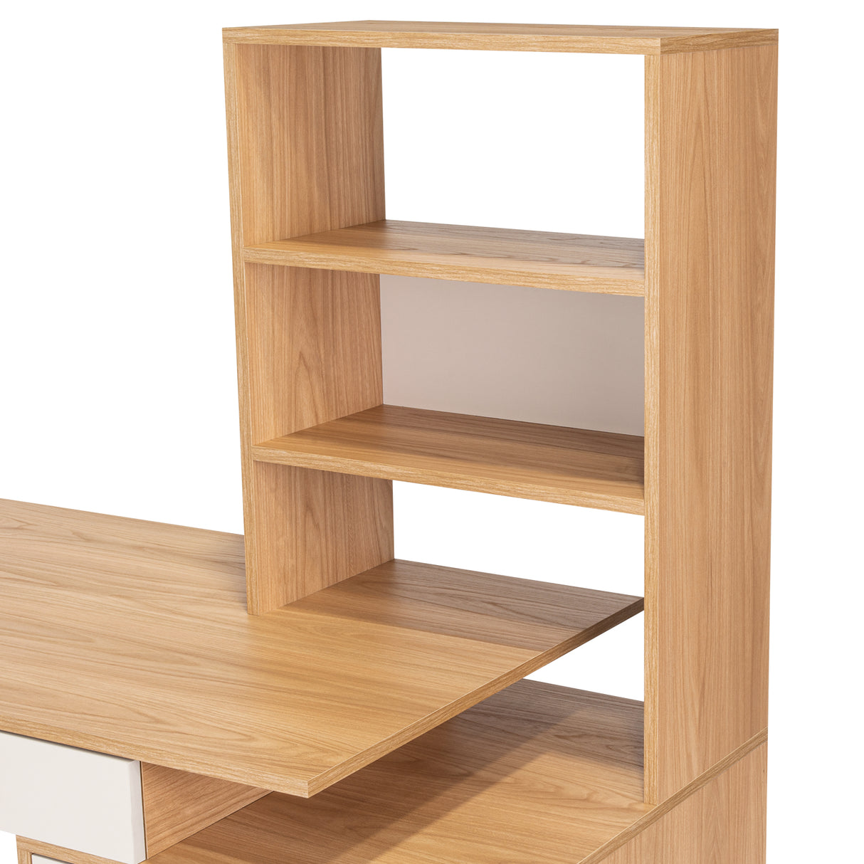 Escritorio Alfari Fresno Europeo Capri 135x133.6cm con Organizador de Libros y Archivador - Escritorios | Bylmo