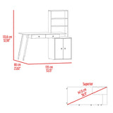 Escritorio Alfari Fresno Europeo Capri 135x133.6cm con Organizador de Libros y Archivador - Escritorios | Bylmo