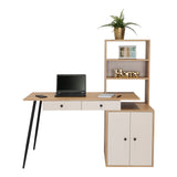 Escritorio Alfari Fresno Europeo Capri 135x133.6cm con Organizador de Libros y Archivador - Escritorios | Bylmo