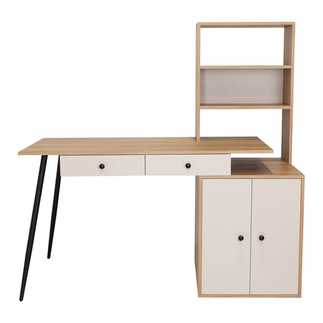 Escritorio Alfari Fresno Europeo Capri 135x133.6cm con Organizador de Libros y Archivador - Escritorios | Bylmo