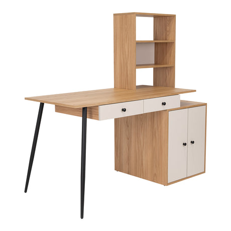 Escritorio Alfari Fresno Europeo Capri 135x133.6cm con Organizador de Libros y Archivador - Escritorios | Bylmo