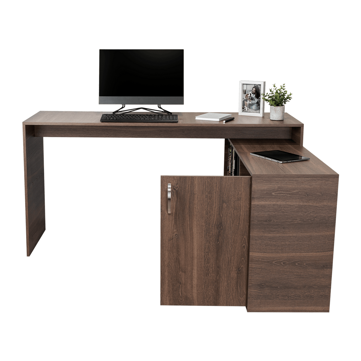 Escritorio en L Axis Milan 151.5x76.5cm con Organizador de Libros y Archivador - Escritorios | Bylmo