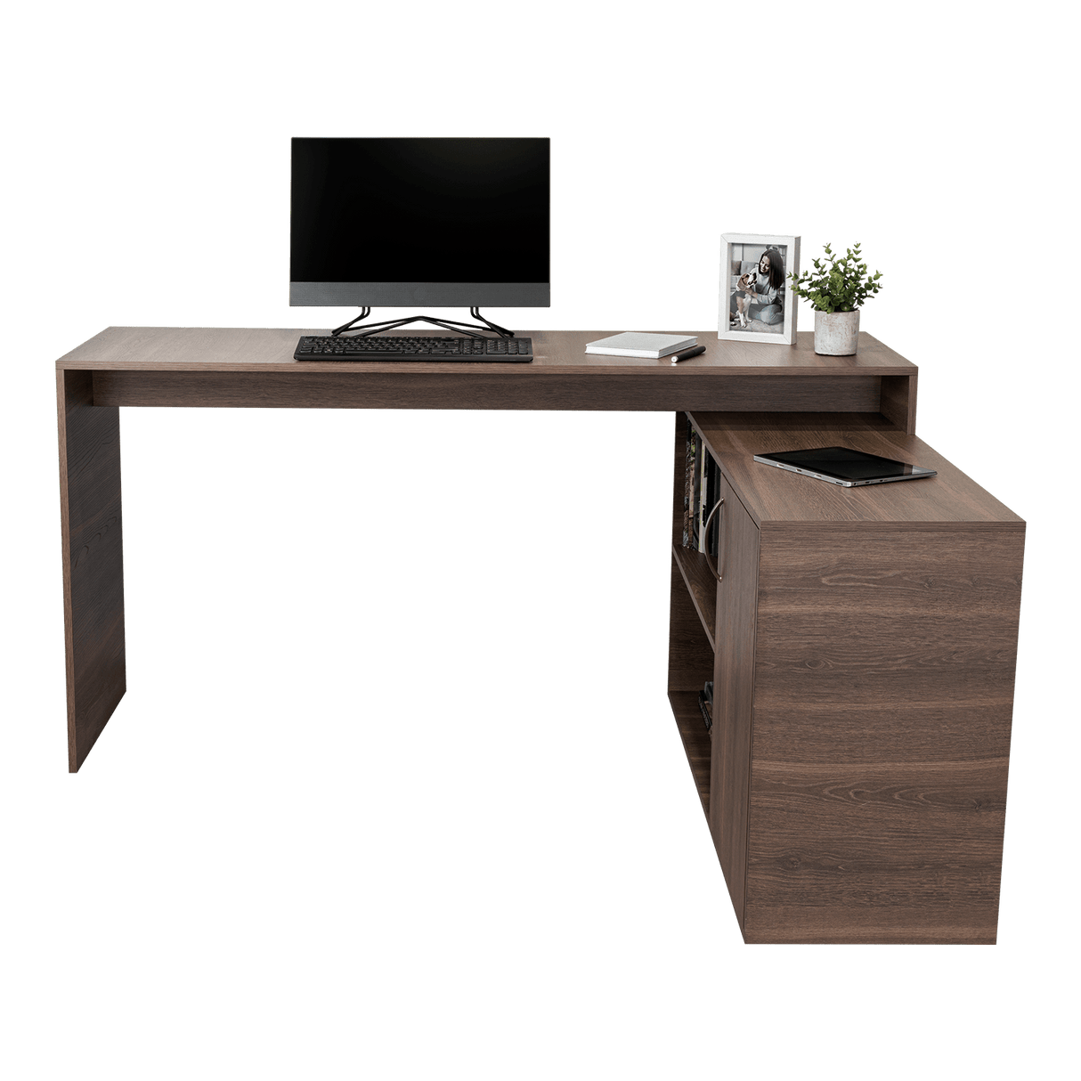 Escritorio en L Axis Milan 151.5x76.5cm con Organizador de Libros y Archivador - Escritorios | Bylmo