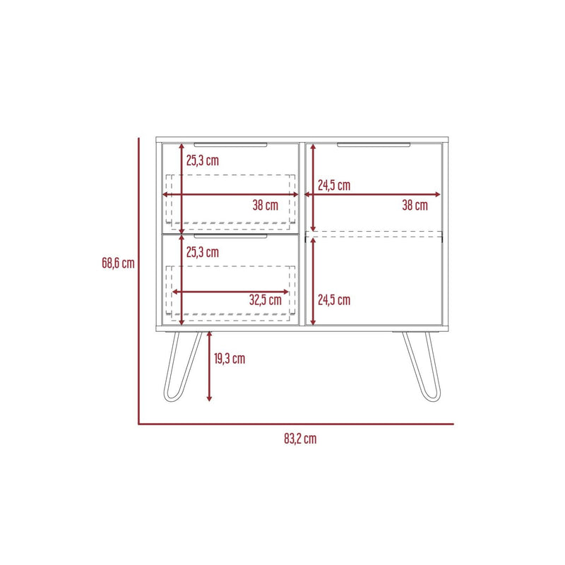 Cajonera Concept Duna Wengue 80.6x73.6cm Con Tres Cajones Y Patas