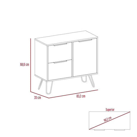 Cajonera Concept Duna Wengue 80.6x73.6cm con Tres Cajones y Patas - Cajoneras y Comodas | Bylmo