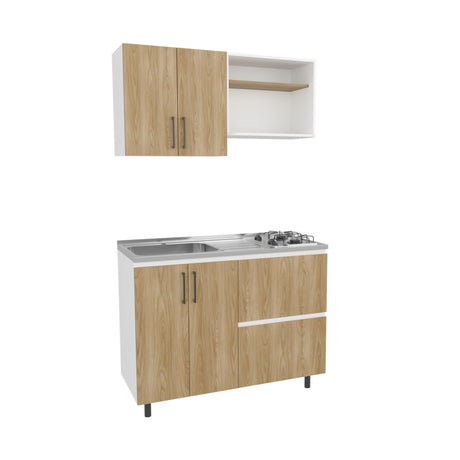 Cocina Cornell Fresno Europeo Blanco 119.7x90cm con Mesón y Pozuelo Izquierdo - Cocinas | Bylmo
