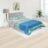 Cubrelecho Doble Faz Convex Verde Limón y Azul Para Cama King 200 X 200 Cm de Círculos Entrelazados - Tendidos y Cubrelechos | Bylmo