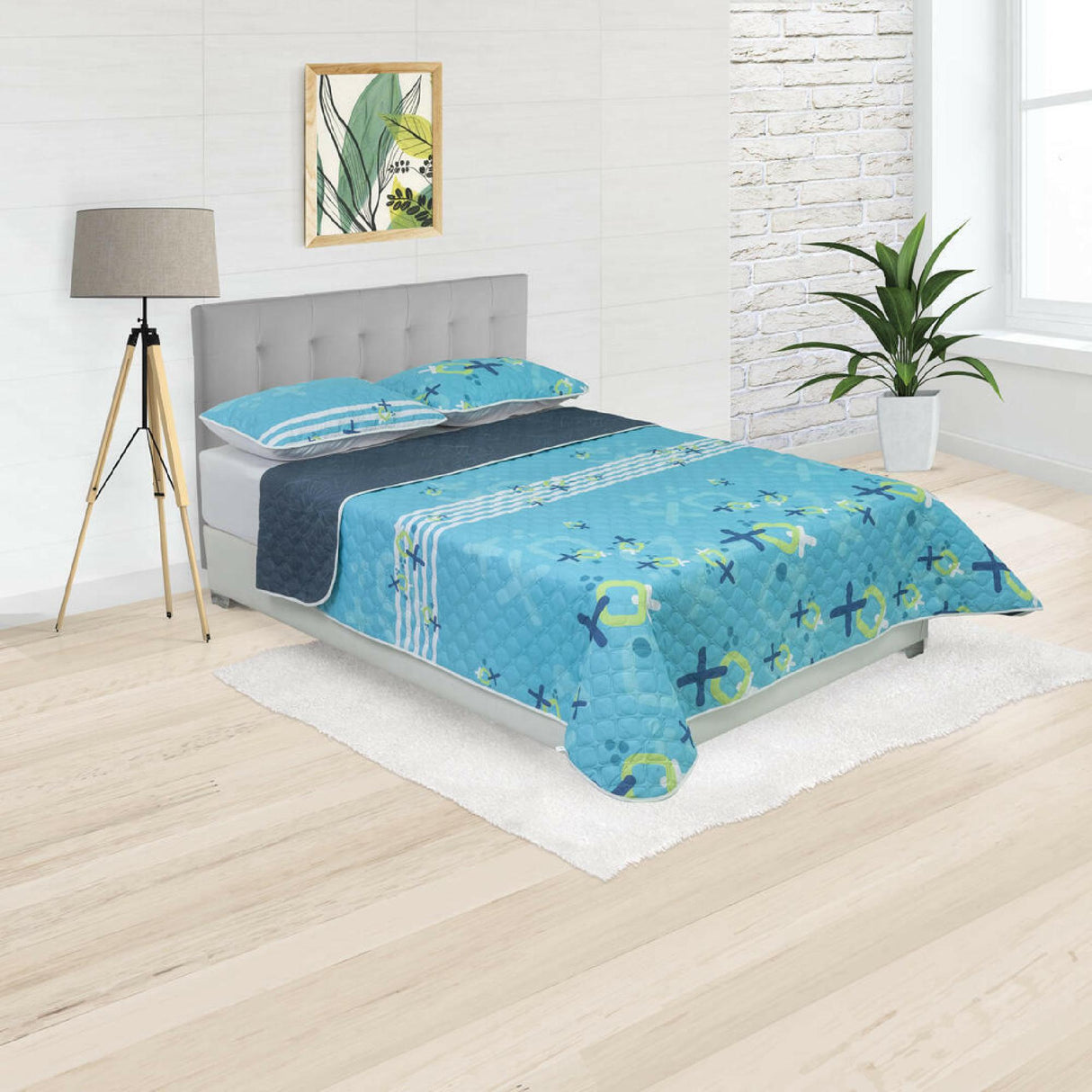 Cubrelecho Doble Faz Convex Azul Celeste Para Cama King 200 X 200 Cm de Signos - Tendidos y Cubrelechos | Bylmo
