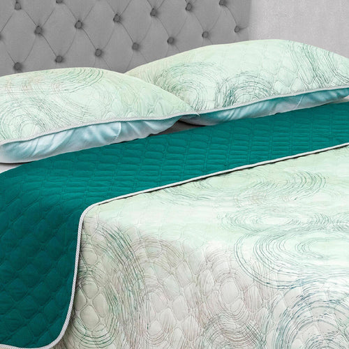 Cubrelecho Doble Faz Barcelona Verde Para Cama Doble 140 X 190 Cm De Círculos