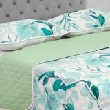 Cubrelecho Doble Faz Barcelona Verde Claro Para Cama Doble 140 X 190 Cm de Flores - Tendidos y Cubrelechos | Bylmo