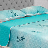 Cubrelecho Doble Faz Barcelona Azul Aguamarina Para Cama Doble 140 X 190 Cm de Ramas - Tendidos y Cubrelechos | Bylmo