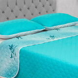 Cubrelecho Doble Faz Barcelona Azul Aguamarina Para Cama Doble 140 X 190 Cm de Ramas - Tendidos y Cubrelechos | Bylmo