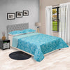 Cubrelecho Doble Faz Barcelona Azul Claro Para Cama Doble 140 X 190 Cm De Hojas