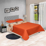 Cubrelecho Doble Faz Barcelona Naranja Para Cama Doble 140 X 190 Cm de Hojas - Tendidos y Cubrelechos | Bylmo