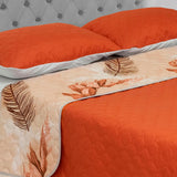 Cubrelecho Doble Faz Barcelona Naranja Para Cama Doble 140 X 190 Cm de Hojas - Tendidos y Cubrelechos | Bylmo
