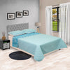 Cubrelecho Doble Faz Barcelona Azul Claro Para Cama King 200 X 200 Cm De Hojas