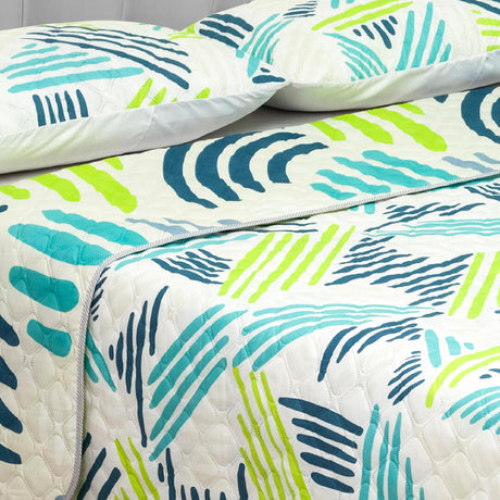 Cubrelecho Doble Faz Style Blanco Para Cama Doble 140 X 190 Cm de Líneas Entrelazadas - Tendidos y Cubrelechos | Bylmo